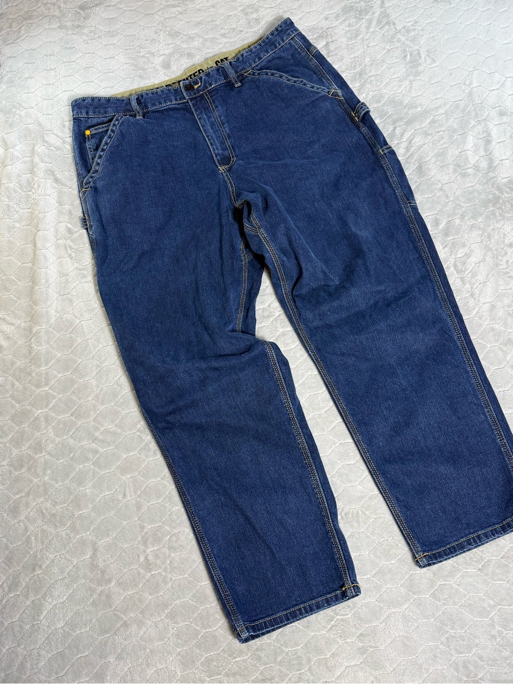 CAT Caterpillar Carpenter Utility Jeans 38x30 Dark‎ Wash Workwear Denim